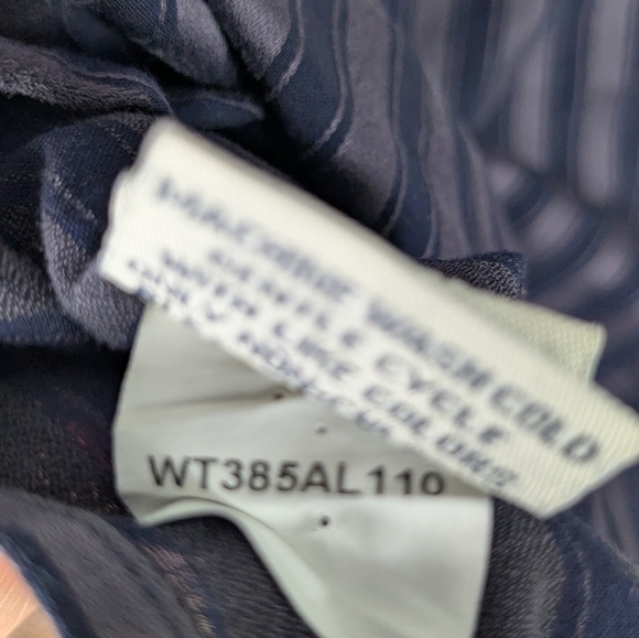 Faconnable Cotton Long Sleeve Purple And Blue Cotton Tonal Stripe Bib Tunic L - Picture 7 of 8